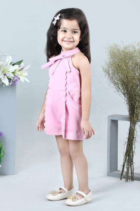 Shop_The Little Celebs_Pink Crepe Pearls Scallop Embellished Jumpsuit _Online_at_Aza_Fashions
