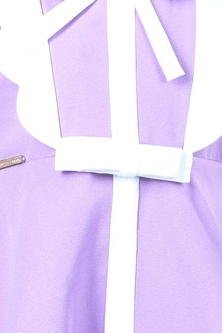 Buy_The Little Celebs_Purple Crepe Solid Scalloped Dress _Online_at_Aza_Fashions