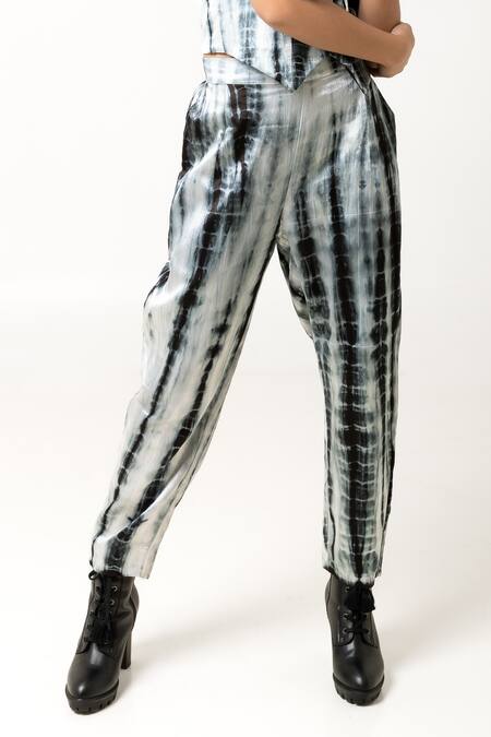 KA-Sha Black Mashru Silk Tie Dye Bharat Pant Online at Aza Fashions KA-Sha_Black Mashru Silk Tie Dye Bharat Pant _Online_at_Aza_Fashions