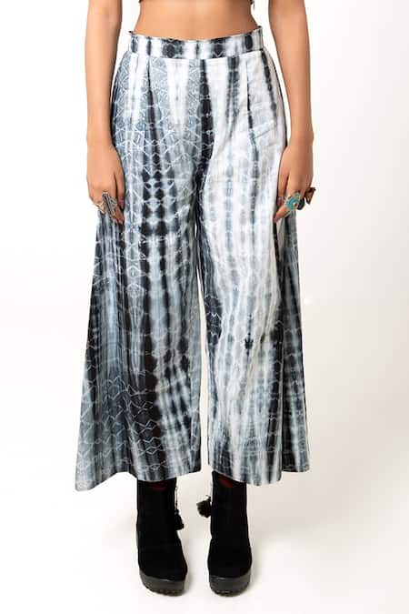 Shop KA-Sha Black Mashru Silk Dyed Venus Tie Pattern Pant at Aza Fashions Shop_KA-Sha_Black Mashru Silk Dyed Venus Tie Pattern Pant _at_Aza_Fashions