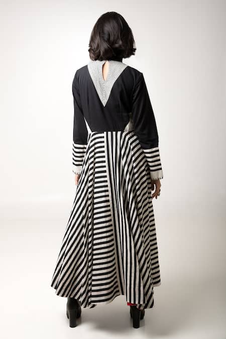 Shop KA-Sha Black Cotton High Neck Mrunmai Applique Embroidered Dress at Aza Fashions Shop_KA-Sha_Black Cotton High Neck Mrunmai Applique Embroidered Dress _at_Aza_Fashions