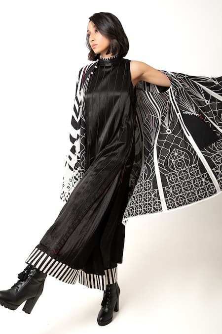 Shop KA-Sha Black Mashru Silk Embroidered Applique Panda Hem Pant Online at Aza Fashions Shop_KA-Sha_Black Mashru Silk Embroidered Applique Panda Hem Pant _Online_at_Aza_Fashions