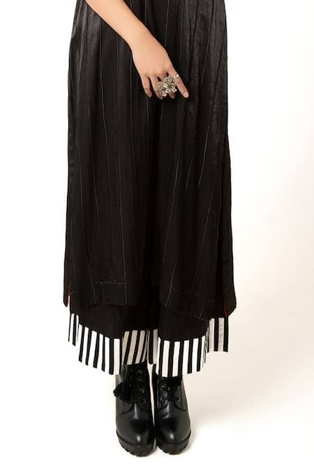 KA-Sha Black Mashru Silk Embroidered Applique Panda Hem Pant at Aza Fashions KA-Sha_Black Mashru Silk Embroidered Applique Panda Hem Pant _at_Aza_Fashions