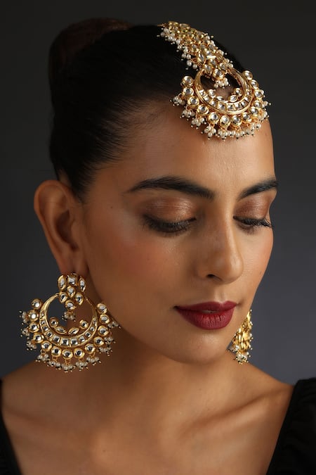 SWABHIMANN Embellished Earrings With Maangtikka 