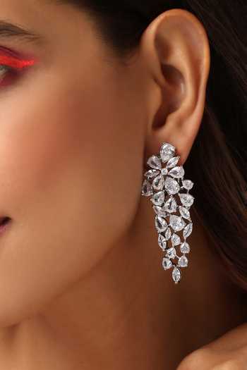 Buy_Swabhimann_White Zari Zirconia Embellished Drop Pattern Earrings _Online_at_Aza_Fashions
