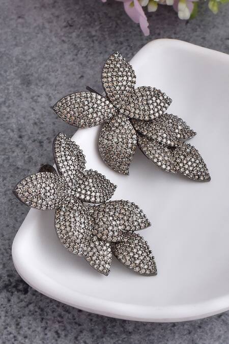 Swabhimann_Pink Zari Zirconia Embellished Dangler Earrings _Online_at_Aza_Fashions