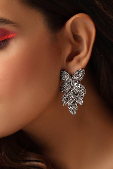 Buy_Swabhimann_Pink Zari Zirconia Embellished Dangler Earrings _Online_at_Aza_Fashions