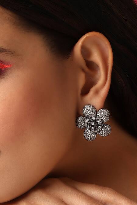 Buy Swabhimann Gold Plated Zari Zirconia Embellished Stud Earrings Online at Aza Fashions Buy_Swabhimann_Gold Plated Zari Zirconia Embellished Stud Earrings _Online_at_Aza_Fashions