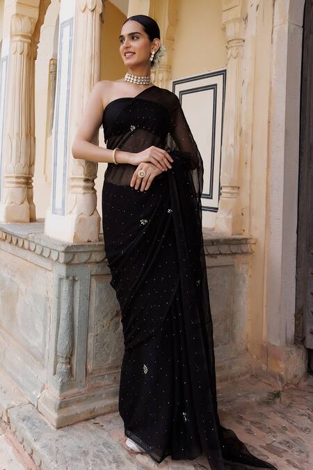 Blouse Designs Ideas To Style a Beautiful Black Saree | Black saree blouse  designs, Blouse designs, Black saree