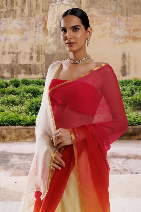 Buy Art Silk Red and Yellow Patch Border Designer Traditional Saree Online -