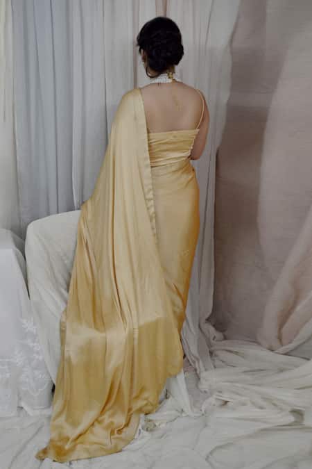 Shop Ahmev Beige Modal, Silk Square Neck Ravishing Noodle Strap Top at Aza Fashions Shop_Ahmev_Beige Modal, Silk Square Neck Ravishing Noodle Strap Top _at_Aza_Fashions