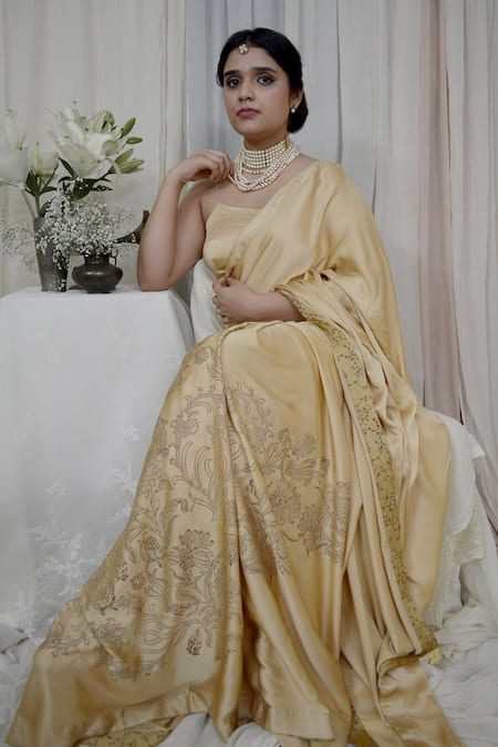 Buy Ahmev Beige Modal, Silk Square Neck Ravishing Noodle Strap Top Online at Aza Fashions Buy_Ahmev_Beige Modal, Silk Square Neck Ravishing Noodle Strap Top _Online_at_Aza_Fashions