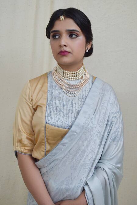 Buy Ahmev Gold Modal, Silk Embroidery Round Neck Sublime Placement Printed Top Online at Aza Fashions Buy_Ahmev_Gold Modal, Silk Embroidery Round Neck Sublime Placement Printed Top _Online_at_Aza_Fashions