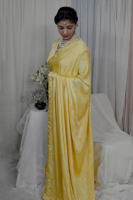 Ahmev Yellow Modal, Silk Bold Floral Hand Block Print Saree Online at Aza Fashions Ahmev_Yellow Modal, Silk Bold Floral Hand Block Print Saree _Online_at_Aza_Fashions