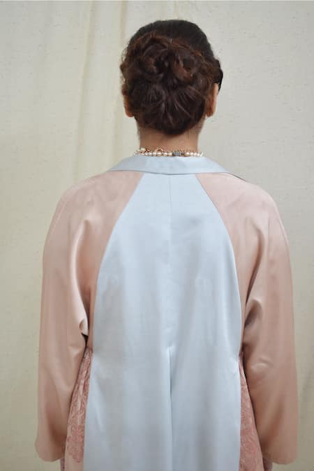 Shop Ahmev Multi Color Modal, Silk Embroidery Collared Urban Raglan Sleeve Jacket at Aza Fashions Shop_Ahmev_Multi Color Modal, Silk Embroidery Collared Urban Raglan Sleeve Jacket _at_Aza_Fashions
