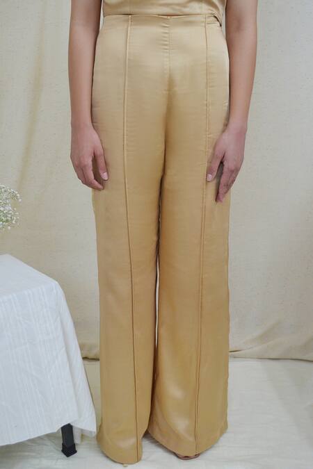 Shop Ahmev Beige Modal Divine High Waisted Pant Online at Aza Fashions Shop_Ahmev_Beige Modal Divine High Waisted Pant _Online_at_Aza_Fashions