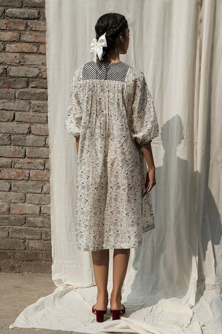 Ahmev Gardenia Chanderi Floral Print Dress 