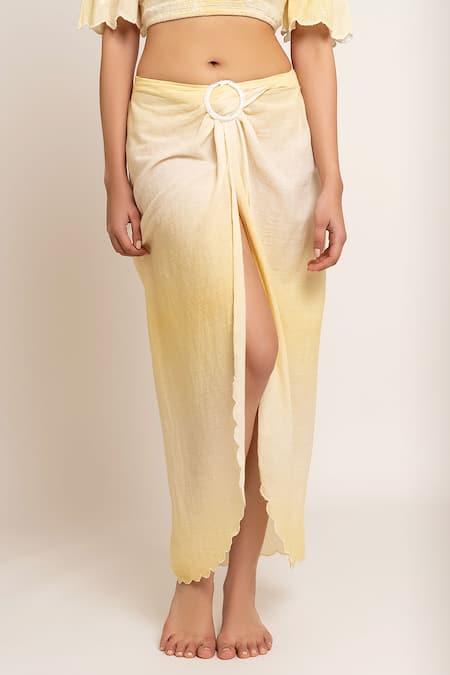 Buy Yellow Cotton Gauze Megan Off Shoulder Tube And Melissa Sarong Set For  Women by Beachbum Online at Aza Fashions.