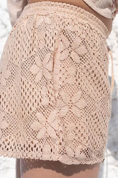 Lace Trim Gauze Shorts