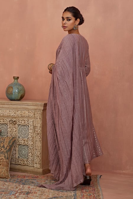 Kritika Dawar Chanderi Embroidered A-Line Anarkali Pant Set 
