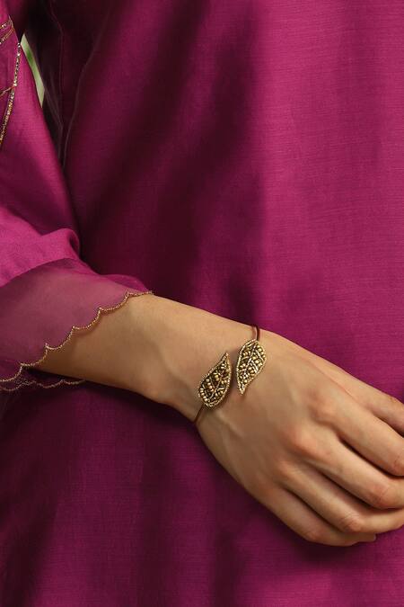 Charkhee Gold Plated Beads Meadow Mirage Embellished Bracelet Online at Aza Fashions Charkhee_Gold Plated Beads Meadow Mirage Embellished Bracelet_Online_at_Aza_Fashions