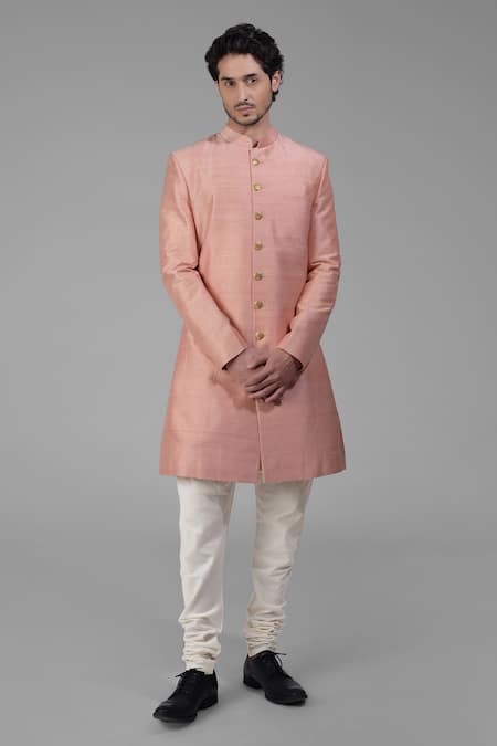 Talking Threads Silk Solid Sherwani Churidar Set 