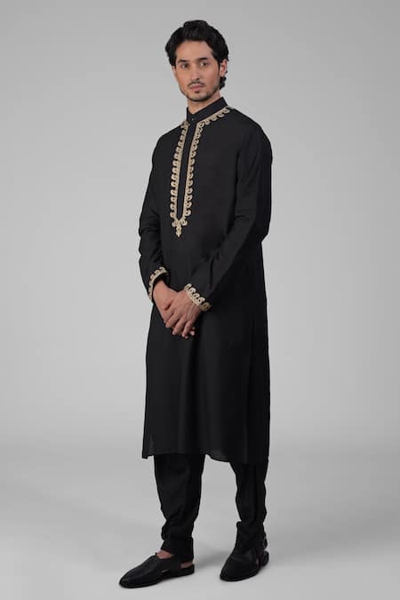 Talking Threads Black Silk Embroidered Tilla Kurta Salwar Set at Aza Fashions Talking Threads_Black Silk Embroidered Tilla Kurta Salwar Set _at_Aza_Fashions