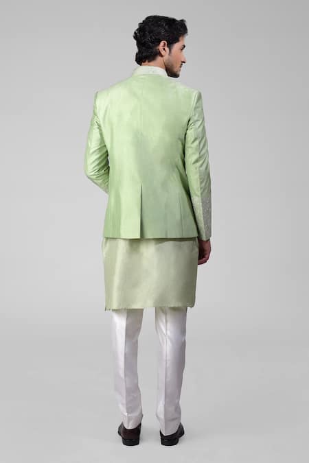 Talking Threads Floral Embroidered Bandhgala Kurta Set 