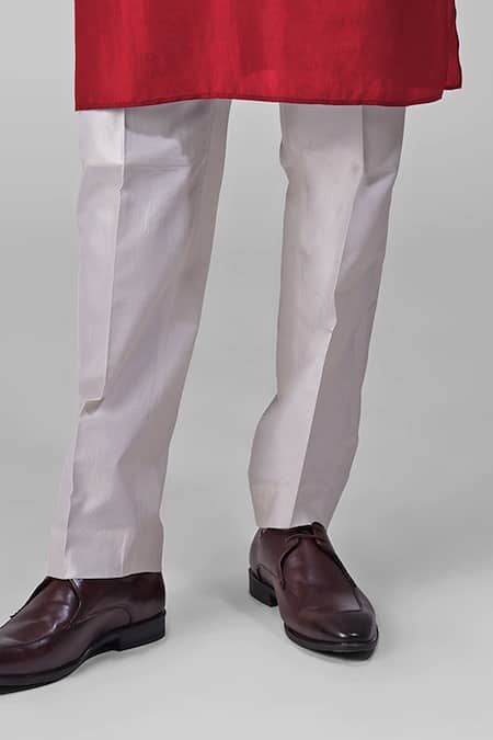 Shop_Talking Threads_Red Silk Embroidered Sequins Kurta And Pant Set  _Online_at_Aza_Fashions