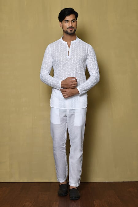 Arihant Rai Sinha Chikankari Work Kurta & Pant Set 