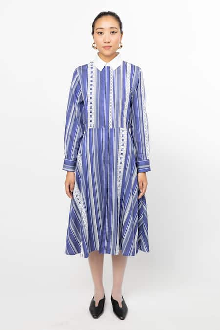 Leh Studios Stripe Pattern Shirt Dress 