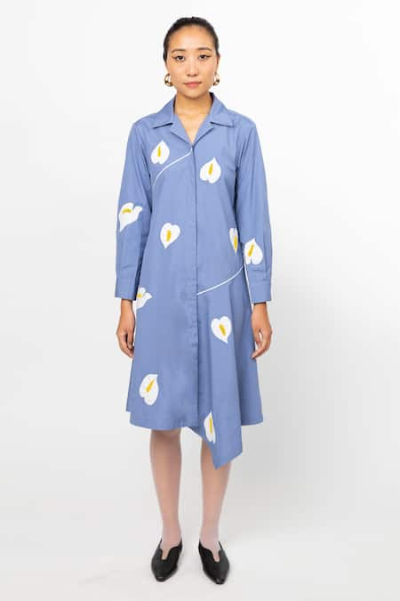 Leh Studios Petal Slide Camp Collar Shirt Dress 