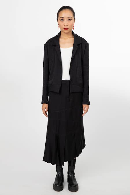 Leh Studios Black Asymmetric Linen Skirt