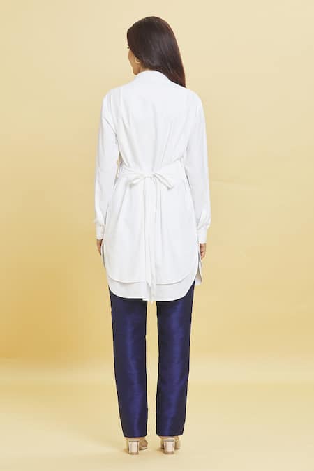 Shop Aiman Ivory Cotton Embroidery Collared Octopus Tunic at Aza Fashions Shop_Aiman_Ivory Cotton Embroidery Collared Octopus Tunic_at_Aza_Fashions