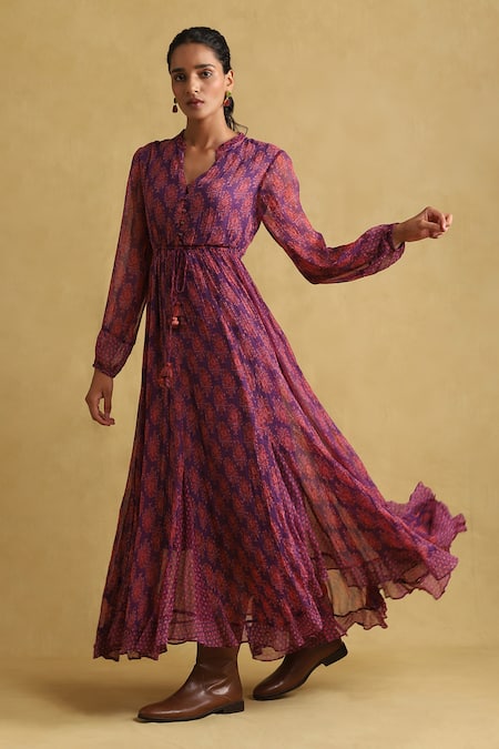 Buy SCAKHI Floral Round Neck Cotton Women's Maxi Dress | Shoppers Stop