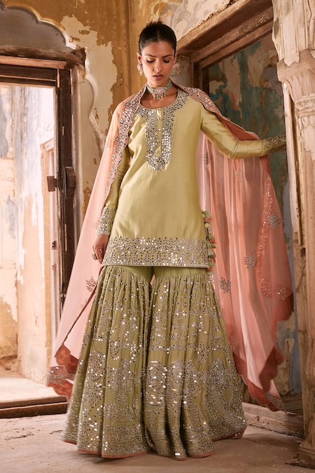 Labelmayaa Sidhi Embroidered Kurta Sharara Set 
