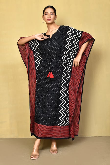 Samyukta Singhania Polka Dot Block Print Kaftan 