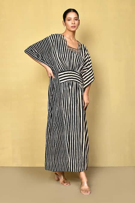 Samyukta Singhania Stripe Hand Block Print Kaftan 