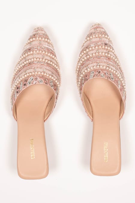 Shop Urbansway Pink 3d Crystals Stones And Sequin Work Mules Online at Aza Fashions Shop_Urbansway_Pink 3d Crystals Stones And Sequin Work Mules _Online_at_Aza_Fashions
