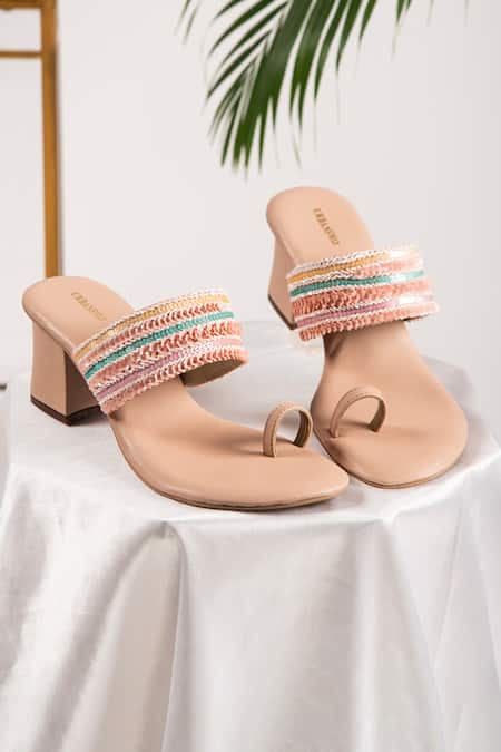 Urbansway Selenite Embroidered Kolhapuri Heels 