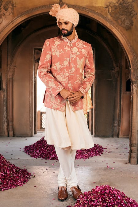 Asuka Floral Embroidered Bandhgala Kurta Set 