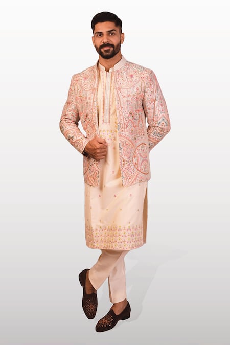 Asuka Resham Embroidered Bandhgala Kurta Set 