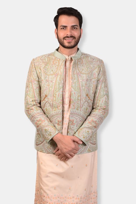 Asuka Resham Thread Embroidered Bandhgala Pant Set 