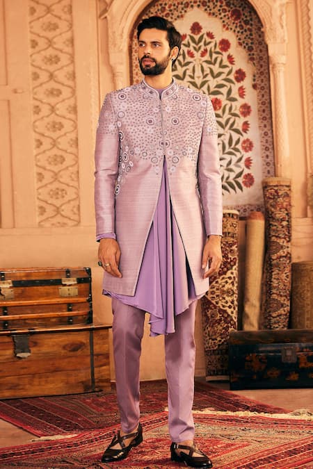 Asuka Embroidered Geometric Pattern Sherwani Set 