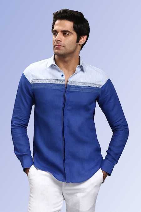 Asuka Color Blocked Embroidered Shirt 