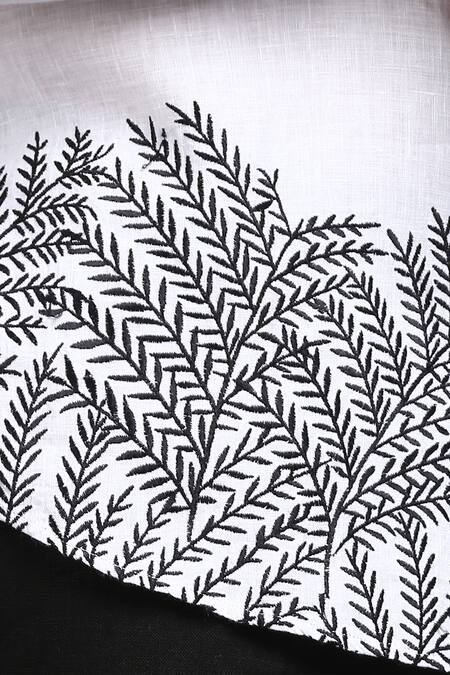 Asuka_White Linen Embroidery Button Down Shirt _Online_at_Aza_Fashions