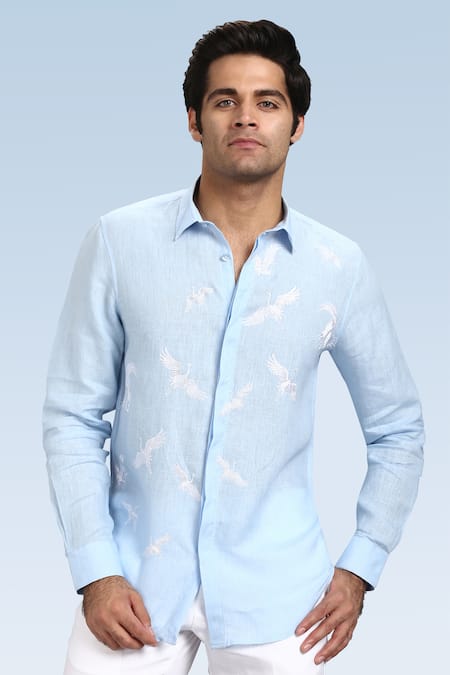 Asuka Crane Embroidered Shirt 