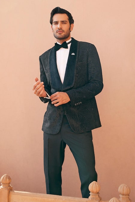 Shop Asuka Black Terry Wool Embroidered Aari Tuxedo With Pant at Aza Fashions Shop_Asuka_Black Terry Wool Embroidered Aari Tuxedo With Pant _at_Aza_Fashions