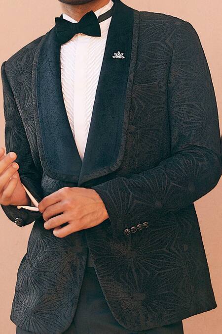 Buy Asuka Black Terry Wool Embroidered Aari Tuxedo With Pant Online at Aza Fashions Buy_Asuka_Black Terry Wool Embroidered Aari Tuxedo With Pant _Online_at_Aza_Fashions