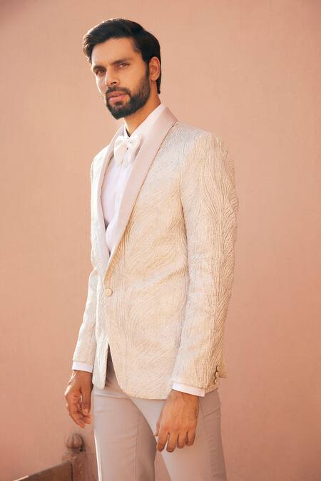 Asuka Ivory Brocade Textured Abstract Pattern Tuxedo With Pant at Aza Fashions Asuka_Ivory Brocade Textured Abstract Pattern Tuxedo With Pant _at_Aza_Fashions